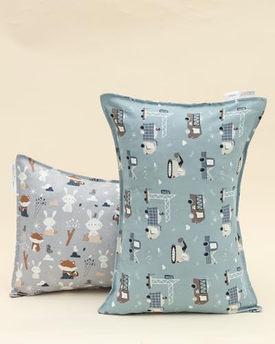Image of ALVABABY Toddler Pillowcases 2 Pack Organic Cotton Fit 13 inchx 18 inch or 12 inchx16 inch Kids Pillow Cover Envelope for Girl Boy Travel(Pillowcase Only)