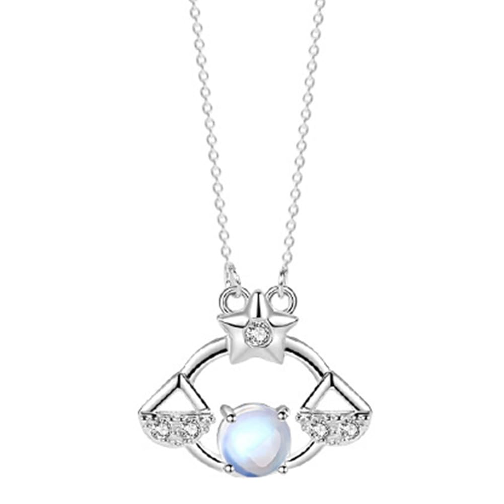 12 Constelaciones Horóscopo Astrología Collares Plata Esterlina Piedra Luna Cristal Colgante Zodíaco Collar Exquisito Joyería Regalos para Mujeres Novia Madre