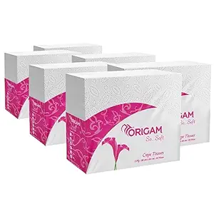 Origami 2 Ply Tissue Paper Napkins for Dining Table - Pack of 6 (50 Pulls Per Pack, 300 Sheets)