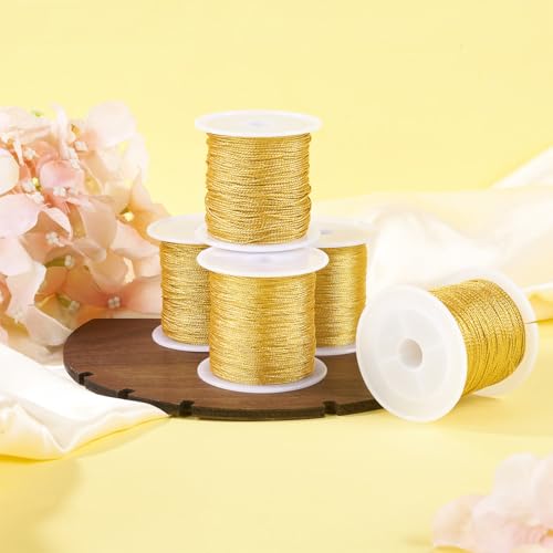 Hilos metálicos dorados 5 rollos 5 grosores para bordado miniatura 4