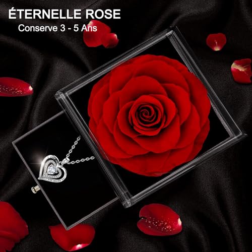 Rose éternelle sous boîte : fleur stabilisée pour décoration de table - 4