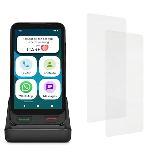 SPC Zeus 2 + Carcasa + Cristal Templado | Smartphone para Mayores Compatible App para Control y ubicación remota | Modo fácil, Botones físicos, Iconos XXL | Pantalla 5” y 64GB | Base Carga, Botón SOS