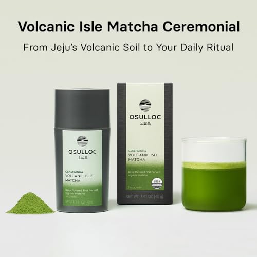 Image of OSULLOC Volcanic Isle Matcha Powder, Ceremonial Grade Korean Matcha, Green tea powder from Jeju Island (1.41oz, 40g)