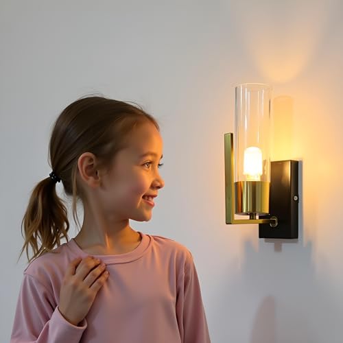 Image of Avior Wall Lamps for Bedroom, Living Room, Restaurant Decoration Wall Light, Cafe Lamps and Wall Lights for Gallery (Black and Clear Glass)