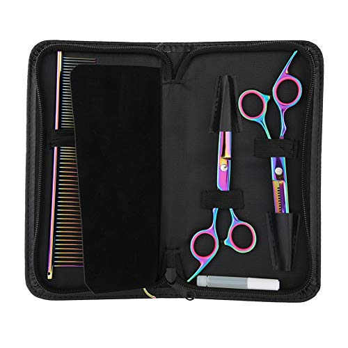 Pet Grooming Scissors Kit, 6 Piece Stainless Steel Colorful Pet Tool Set - Image 2