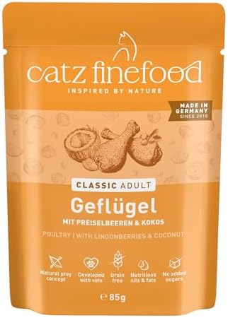 catz finefood Classic Geflügel Katzenfutter nass, 24 x 85g Pouch | Premium Nassfutter für Katzen, gluten- & getreidefrei, ohne Zucker & künstliche Zusätze, Made in Germany
