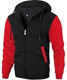 SWISSWELL Men Zip Up Hoodies Sherpa Lined Jacket Heavyweight Fleece Sweatshirt Winter Warm Hooded Coat Black Red