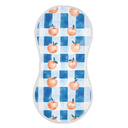 2 Pack Baby Burp Cloths, Soft Absorbent Burping Cloths for Babies, Cotton Milk Spit Up Rags, Large Size for Newborns, Baby Boys and Girls (Peach Blue Gingham)2