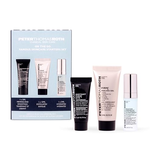 Peter Thomas Roth – On The Go Skincare Starter Set 3 pcs – Instant FIRMx® Eye, FirmX Peeling Gel & Water Drench Glow Serum – Hydrating, Firming & Radiance Boosting Travel Skincare Kit