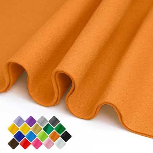 Image of 36 inch Wide Soft Felt Fabric by the Yard, 1.6mm Thick Durable & Flexible Craft Felt for Sewing, DIY Arts, Crafts and Decorations (Orange, 2 /3Y)