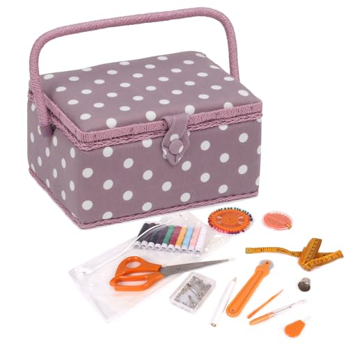 Hobby Gift Exclusiva caja de almacenamiento precargada para manualidades con kit de costura de 94 piezas incluido, punto malva, mediano, MRM121F