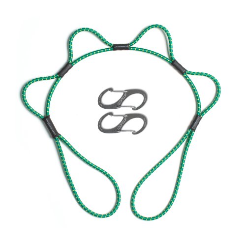 LoopRope | Bungee Cord Tie Down System | Adjustable Cargo Strap | Knot Free | Truck, RV, ATV, Camping,Outdoor Accessory, Multipurpose | Loop, Clip and Go | 3 Feet | Green