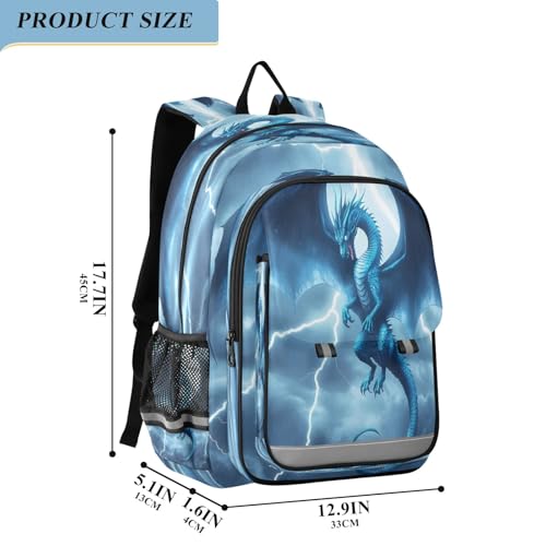 Kids Backpacks School Daypack College Bag Bookbag for Boys Girls Blue Dragon Lightning2