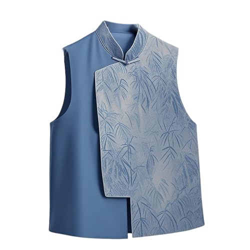 Gilet sans manches jacquard style chinois femme col rond