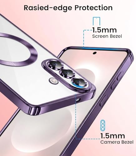 Image of VONZEE Clear Logo Electroplating Transparent Back Case for Samsung Galaxy A57 5G, Magnetic Plating Electroplate TPU Cover, Individual Camera Protection for Each Lens- Grey