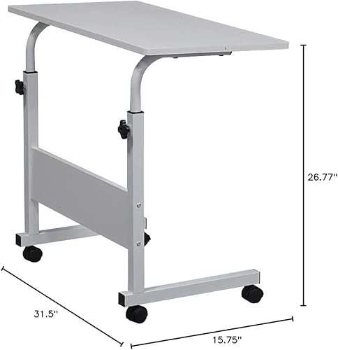 Miniatura 9 de Bandeja de TV de madera rodante, mesa ajustable para aperitivos con ruedas, escritorio portátil para computadora portátil junto al sofá, cama, mesa