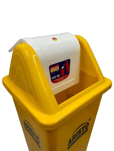 Image of ARISTO Square Swing Lid Plastic Dustbin 60 LTR (Yellow)