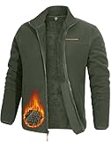 Pioneer Camp Men's Polar Fleece Sherpa Lined Jacket Warm Full Zip Up Thick Jacket Soft Outwear Winter Coat with Zipper Pocket (Military Green;L)