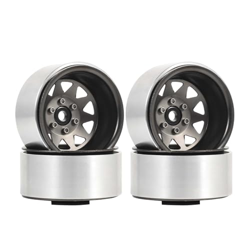 LAFEINA Metal 1.9 inch Beadlock Wheels Rims Negative Offset -8.9mm Wheels for TRX4 TRX6 SCX10 I II III 90046 AXI03007 GEN7 GEN8 D90 1/10 RC Crawler Car (Gray)