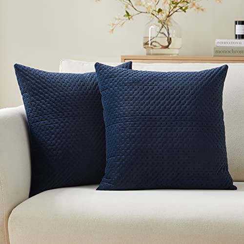 Nestinco Set Of 2 Dark Blue Pillow Covers 20 X 20 Inches Velvet Textured Throw Pillow Covers For Sofa Couch Bed Décor #TOP19