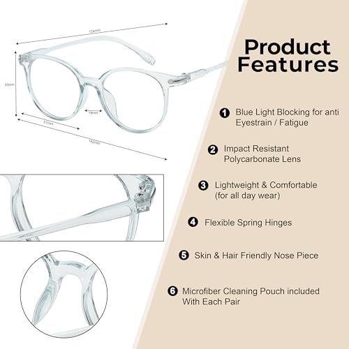 Image of OWL Blue Light Blocking Glasses for Women and Men - Retro Round Eyewear Anti Eyestrain Eyeglasses, UV Glare Filter Eyewear