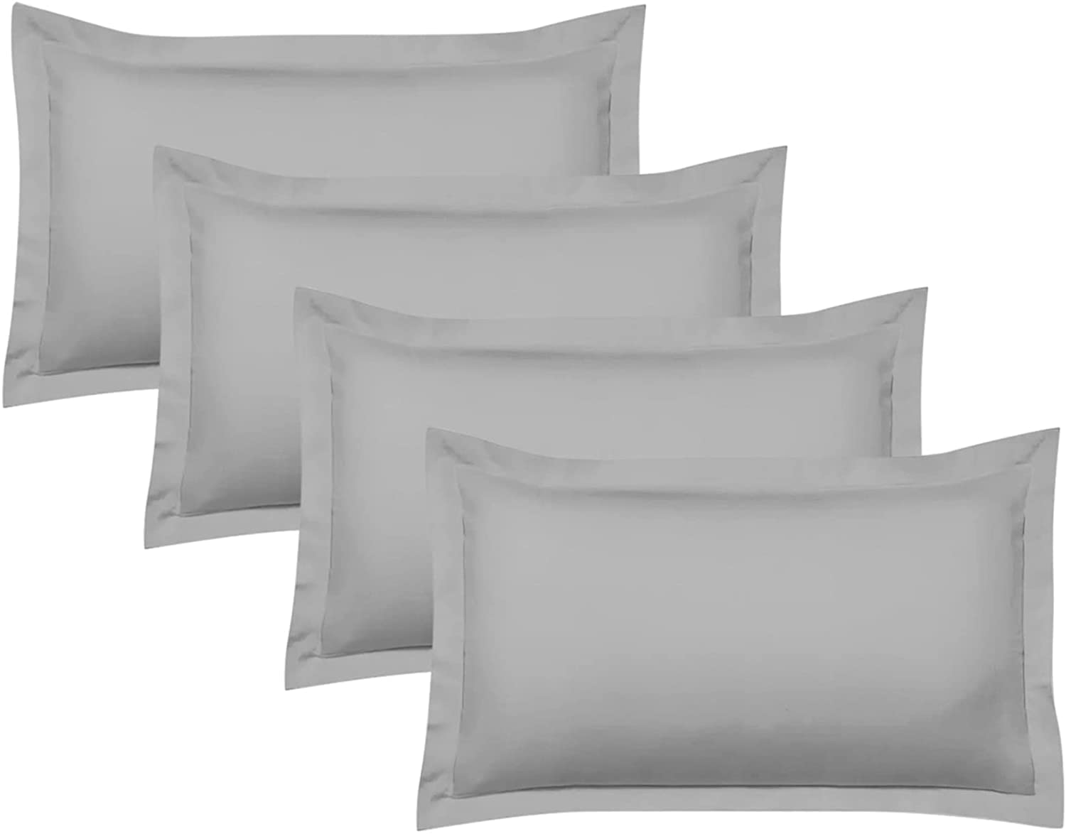 Continental - Juego de 4 fundas de almohada 100% algodón egipcio Oxford, 400 hilos, suaves y frescas, calidad de hotel (65 x 65 cm), paquete de 4 fundas de almohada para dormitorio, color gris claro