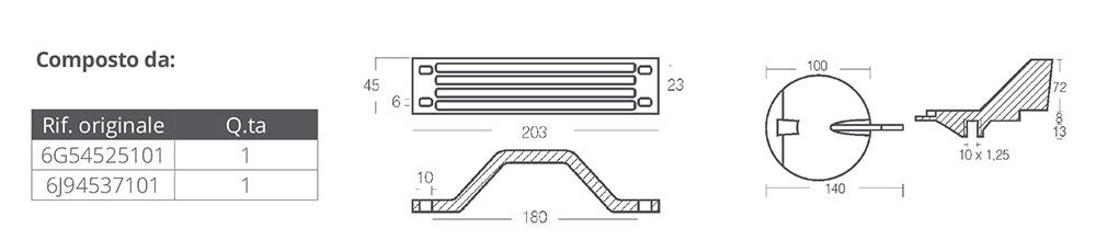 TECNOSEAL - Kit anodi in alluminio compatibile con motori Yamaha fuoribordo 150-200 HP