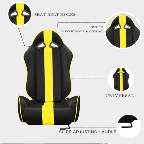 Image of ASE GAMING APEX Series Ergonomic Racing Seat with Adjustable Sliders for Race Simulator Cockpit Wheel Stand,Gaming Chair,Sim Video Game Chairs,180 Degree Reclining 3 Years Warranty (Yellow)