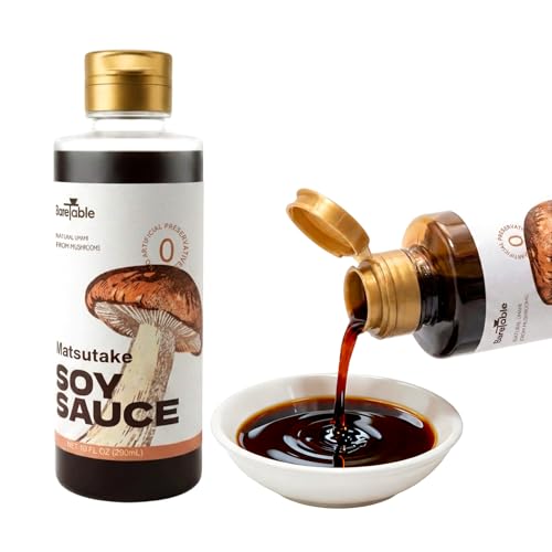 BareTable Matsutake Soy Sauce, Light Soy Sauce, Natural Umami from Mushrooms— 30% Less Sodium, 0 Added Sugar, Naturally Brewed, Non-GMO, No Preservatives/MSG, Vegan, 10 fl oz