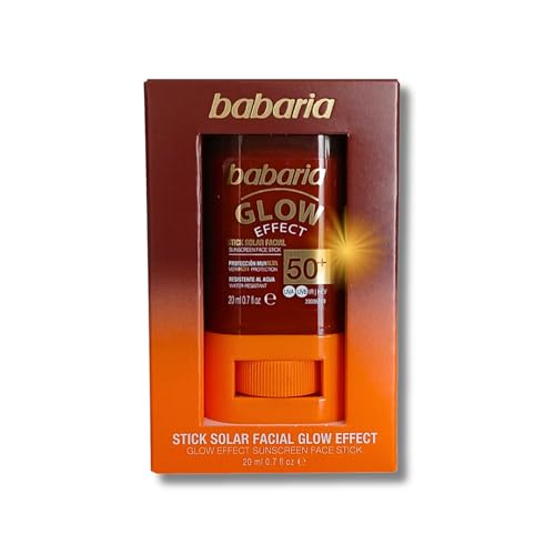 Babaria - Stick Solar Facial 50 Glow | Crema Solar En Stick Barra Cara 20ml | Proteccion Solar 50 para todo el año | Vegano
