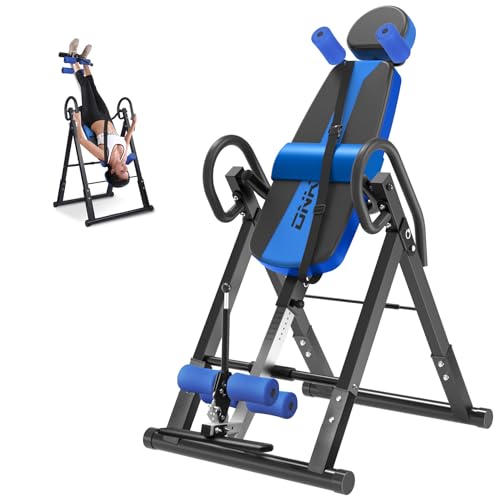 DnKelar Inversionsbank, klappbarer Schwerkrafttrainer, Inversion Table mit 3 Inversionswinkel, Streckbank zur Entlastung der Wirbelsäule, Nutzergewicht bis 150kg, Rückenstrecker (Blau und Schwarz) DnKelar Inversionsbank, klappbarer Schwerkrafttrainer, Inversion Table mit 3 Inversionswinkel, Streckbank zur Entlastung der Wirbelsäule, Nutzergewicht bis 150kg, Rückenstrecker (Blau und Schwarz)