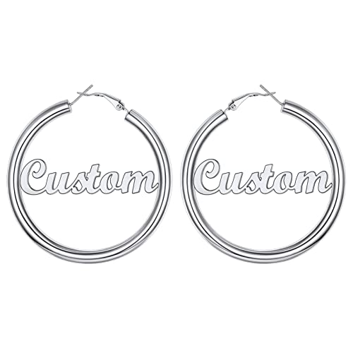 Image of Stainless Steel Chunky Hoop Earrings For Women, Minimalist and Chic, Black /Gold Plated, Round Hoops Earrings Hypoallergenic, Size: 30mm /40mm /60mm /80mm, Come with Box