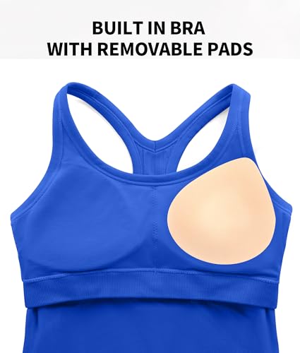 Image of ATTRACO Ribflex Ribbed Workout Crop Tops with Built in Bra for Women Yoga Racerback Tank Top Slim Fit