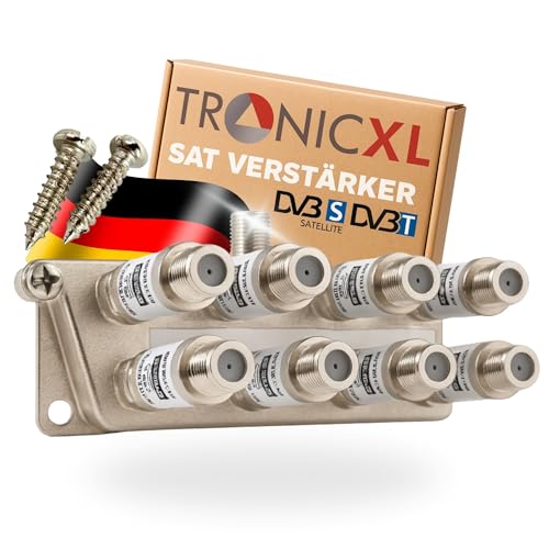 TronicXL Répartiteur satellite 8 voies 160 dB I Répartiteur d'antenne souple DVB-S2 DVB-T2 souple avec amplificateur d'antenne pour amplificateur de signal HDTV 3D 4K pour une bonne réception