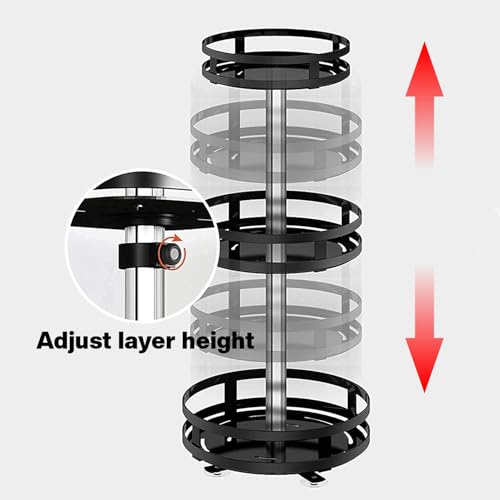 Image of JD FRESH 360 Rotating Spice Rack Organiser /Multifunctional Spice Rack /Table Top Storage Rack /Non-Slip Spice Holder Organizer for Kitchen /Living Room- Black (2-Tier, Round)