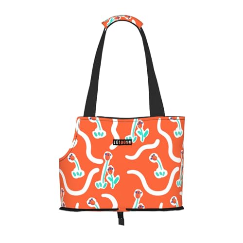 Leidoun ペット携帯用折りたたみショルダーバッグ、猫と小型犬のための屋外携帯用ペットバッグ、ペット空気旅行バックパック、かわいい花のグラフィティ印刷