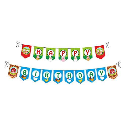 Image of PRETTY UR PARTY Farm Party decorations Kit - 80 pcs includes Banner, balloons, thank you, centerpiece, danglers, Barnyard Party Supplies, Farm friends Birthday Decor, DIY decor Pack for kids