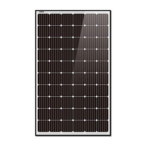 Litionite Rayo 300W Panneau solaire monocristallin en verre trempé avec structure en aluminium noir idéal pour créer un système solaire Off-Grid/PowerWall/Maison/Campeur/Bateau/Caravane
