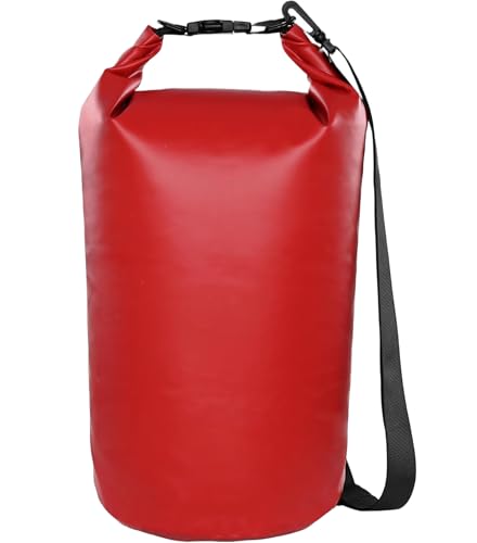 Saco seco de compressão com aba de poeira 10L à prova d'água ultraleve cantiga sacos de armazenamento para barcos canoa caiaque rafting viagem caminhadas mochila (vermelho)
