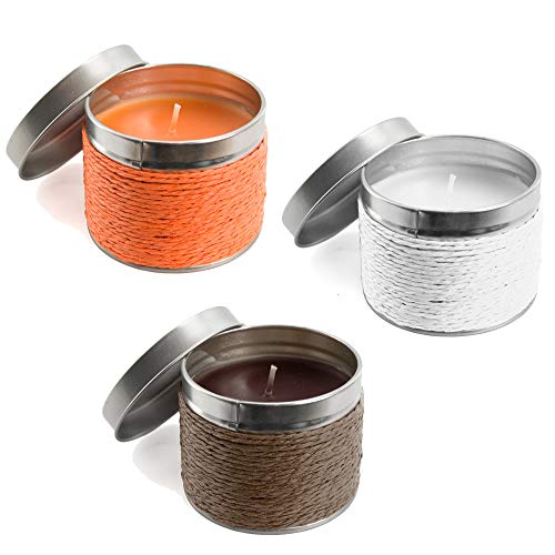 Natuiahan Set de 3 Velas Aromáticas con Recipientes Metálicos (Fragancias de Vainilla, Naranja y Chocolate) Cover