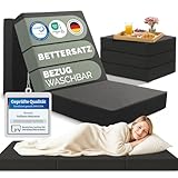 Blumtal Klappmatratze 90x200 cm - 3teilige Gästematratze klappbar extra dick (15 cm) - rückenfreundliche Faltmatratze 90x200 Schaumstoff - Schlafmatratze + Bezug in Anthrazit hautfreundlich & waschbar