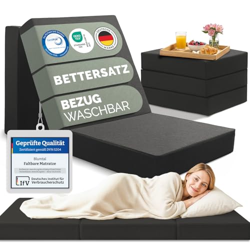 Blumtal Klappmatratze 90x200 cm - 3teilige Gästematratze klappbar extra dick (15 cm) - rückenfreundliche Faltmatratze 90x200 Schaumstoff -...