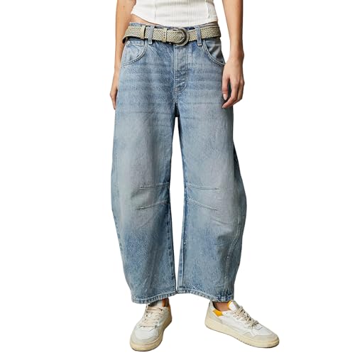 LONGYIDA Barrel Jeans for Women High Waisted Boyfriend Baggy Wide Leg Jeans Y2K Vintage Cropped Denim Ankle Pants