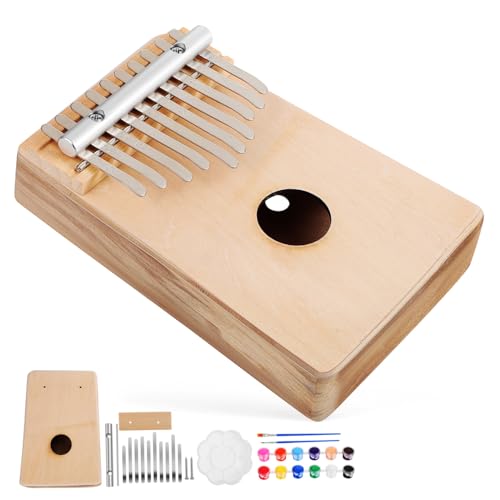 HOUDERCO 木製音親指ピアノ ペイント付き 初心者向け属キー音符印字 用楽器おもちゃ に 演奏学習兼用