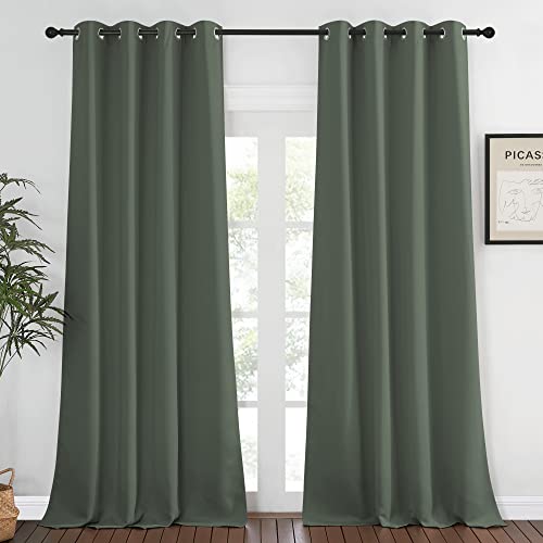 NICETOWN Blackout Curtain for Bedroom 108 inches Long - Grommet Thermal Curtain Light Blocking Room Darkening Window Treatment for Living Room (Dark Mallard, 1 Panel, W52 x L108)