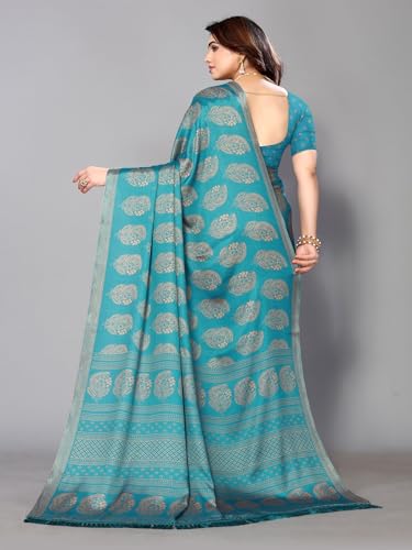 Image of Amazon Brand - Tavasya Womens Blocked Printed Daily Wear Chiffon Georgette Saree With Blouse With Blouse