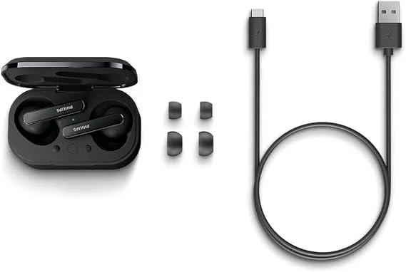 Philips TAT5506BK True Wireless Headset ANC Pro IPX5 8+24sa BT 5.2 Qi Compatible Case Mono Mode Black
