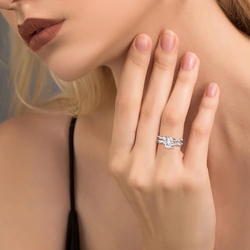 EONFUN 2ct Moissanite Engagement Rings for Women Oval Cut Bridal Ring Set 925 Sterling Silver Wedding Band Twisting Infinity Pave Sets (Size 5.5) by EONFUN - Image 2