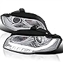 Spec-D Tuning Chrome Housing Clear Lens Projector Headlights W/Bmw LED Srl Strips Compatible with 2006-2008 Audi A4 All, Left + Right Pair Headlamps Assembly