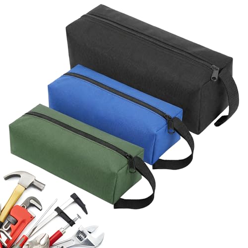 3 Pcs Multipurpose Tool Bags Small Tool Bag Zipper Bags Waterproof Tools Organisers Canvas Tools Storage Bag Organiser for Garage Factory Office (Blue Green Black)